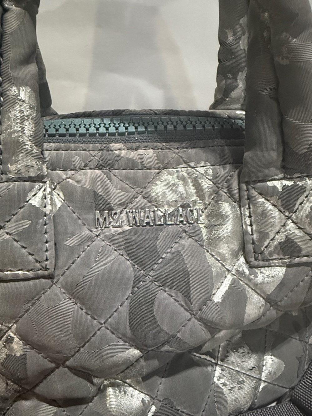 MZ Wallace Silver Metallic Camo Micro Sutton crossbody hand bag - Picture 3 of 7